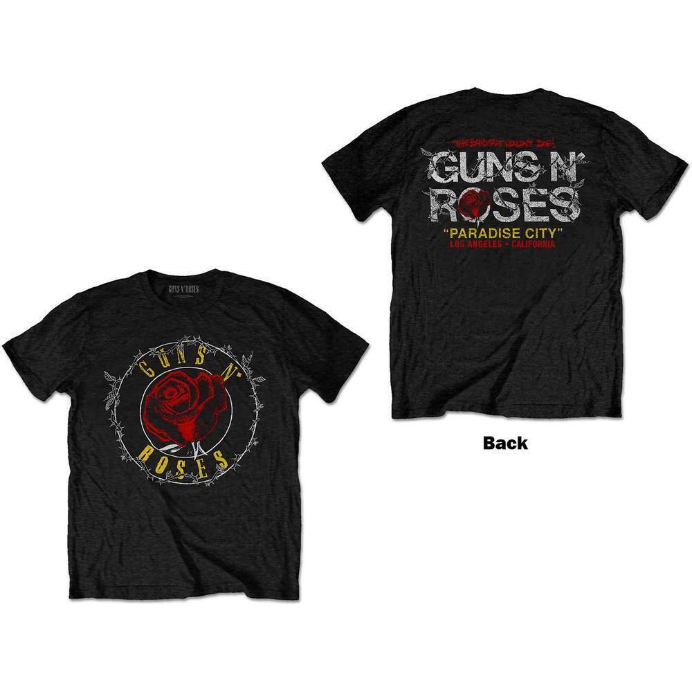 Guns N Roses Unisex T Shirt Rose Circle Paradise City Back Print 2 Sided